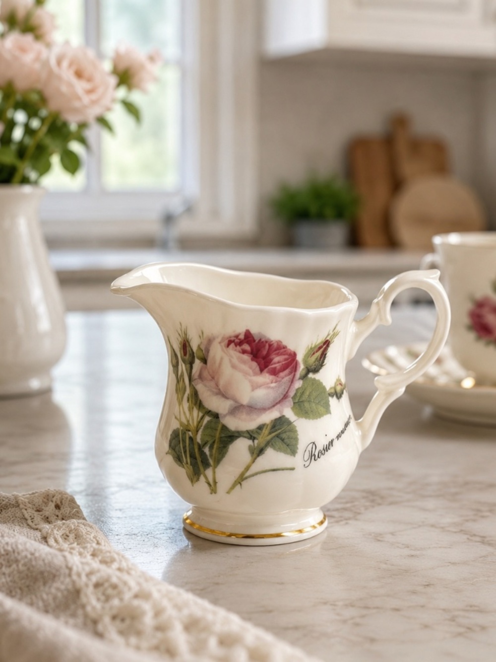 ROY KIRKHAM Redoute Roses Fine Bone China Creamer England